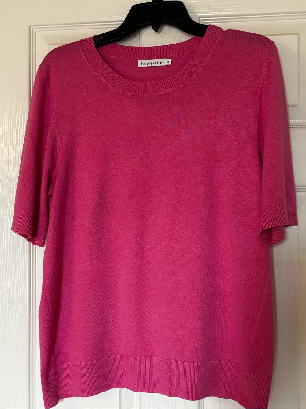 Women's Hot Pink Crewneck Sweater - Picture 3 of 3